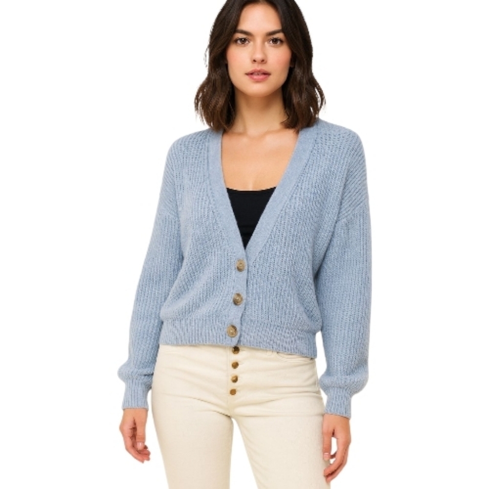 Chic Sky Blue Button-Up Cardigan. Size P/S.